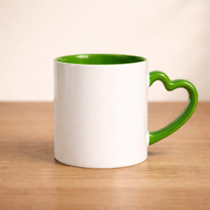 HEART HANDLE GREEN  MUG
