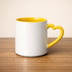 HEART HANDLE YELLOW MUG