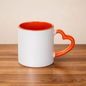 HEART HANDLE ORANGE  MUG
